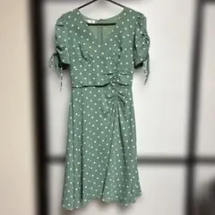 昭和レトロ　ZARA ザラ ドット柄 ギャザー 半袖ワンピース