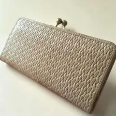 極美品♡HIRAMEKI.ヒラメキ編み込みレザー がま口長財布 型押し 本革のサムネイル