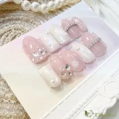 ネイルチップ 白 ピンク 雪の結晶 ワンホン