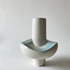 【一点物】ジャパニーズモダン 造形陶器 花器｜釉薬花瓶 高さ22cm