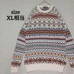 90s BRITCHES ニット セーター 秋冬 XL 総柄 デザイン アメカジ