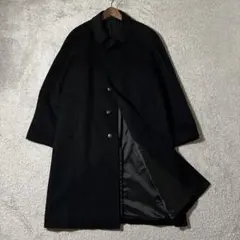 カシミヤ100%ステンカラーコート L ブラック ロングコート