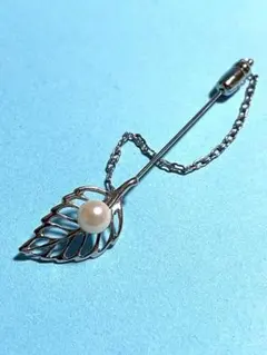 本真珠 パール　ブローチピン ブローチ　リーフ　シルバー　あこや真珠