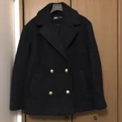ZARA ネイビーボアコートジャケット　M 金ボタン