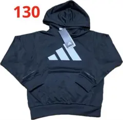 【新品】adidas 黒　パーカー　裏起毛　130