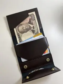 【ハンドメイド】二つ折り財布　ダークブラウン