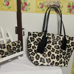 COACH コーチ レオパード 33968 トートバッグ と財布セット