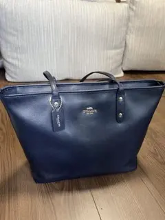 COACH コーチ トートバッグ （ネイビー）A4収納可　本革