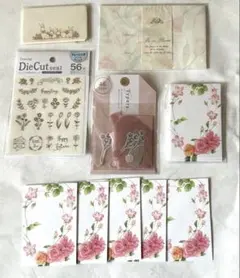 文房具 まとめ売り ポチ袋 花柄 シール レトロ 紙もの　約1200円