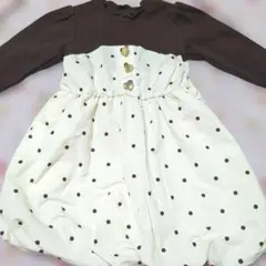 ドット柄ワンピース ハートボタン