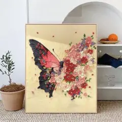 11CTクロスステッチキット蝶と花のアート風刺繍作成キット40×50cm