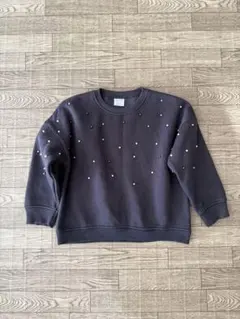 ZARA KIDS パール付きトレーナー ダークグレー 122cm