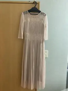 チュールストライププリーツドレス