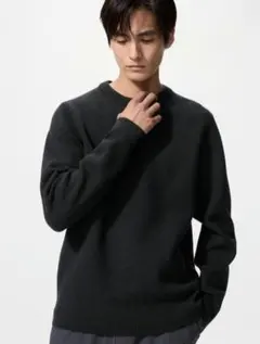 ユニクロ UNIQLO ウォッシャブルミラノリブクルーネックセーター ブラック