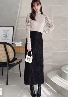 花柄レースバックスリットタイトスカート GRL nh49