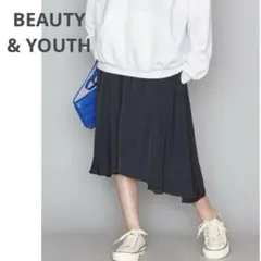 手洗可 ★ サテン フレア スカート 黒 BEAUTY&YOUTH ¥13200