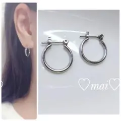 1808 チタンフープ　ピアス　ハンドメイド　シルバー　シンプル