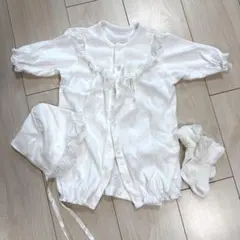 3点セットホワイト ツーウェイ・ドレスオール 50~70cm