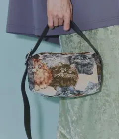 yae スクエアバッグ Spuare bag ベージュ　猫　古着風
