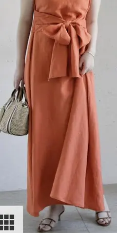 【美品】ROSSO URBAN RESEARCH リボンマキシワンピースオレンジ