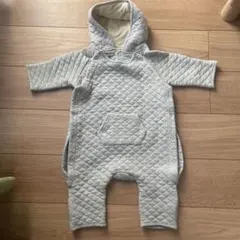 フード付きキルティングロンパース 70サイズ グレー