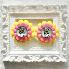 ⚠️先にコメントお願いします⚠️ヴィンテージ 花はじきと猫のピアス　イヤリング