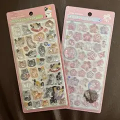 ボンボンドロップシール　和柄　和猫　　桜　桜紋様　2種セット