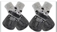 Ｍサイズ♡小型犬向け 滑り止め付き靴下室内老犬フローリング 黒くまさん