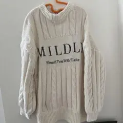ピンクラテ　アイボリー ケーブル編み ニットセーター　Sサイズ　140 150