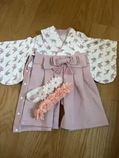 mocmof 袴ロンパース　髪飾り　セット　節句　お食い初め　赤ちゃん　和服