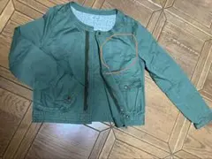 ノーカラー ミリタリージャケット オリーブグリーン　M