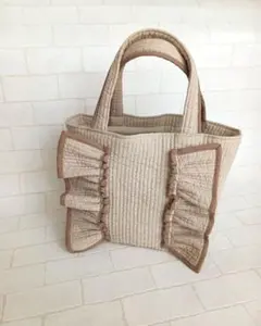 ヌビバッグ ネオンオレンジ フリルバッグ 蛍光オレンジ ハンドバッグ 
