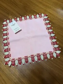 近沢レース　タオルハンカチ ケチャマヨ サーモンピンク