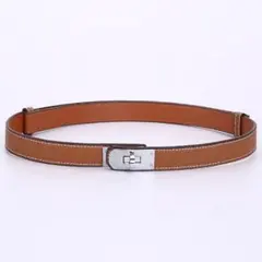 【新品】細 ベルト ブラウン キャラメル サイズ調節可能 上品 シルバー金具