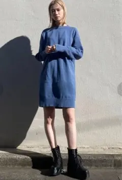 MURUA ショルダーラインニットミニワンピース