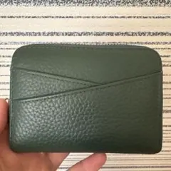 ダークグリーン レザー 二つ折り財布