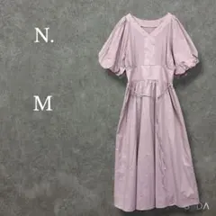 エヌ ナチュラルビューティーベーシック【M】Vネックパフスリーブワンピース