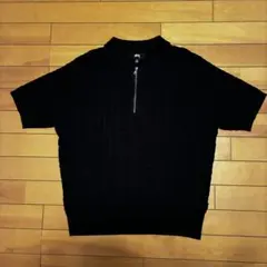 23SS Stussy HALF ZIP POLO SWEATER ブラック M