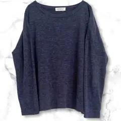 サンバレー　長袖Tシャツ　カットソー　ネイビー　　シンプル　ゆったり　無地