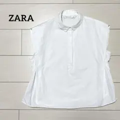 ZARA ノースリーブブラウス　クロップド丈シャツ　ホワイト