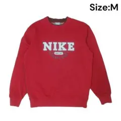 レア✨️ NIKE ロゴ スウェット 赤 刺繍 バイカラー トレーナー レッド