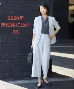 美品　プラステ　リネンブレンドワイドパンツ　グレー　XS