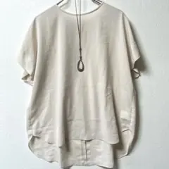 ミッシェルクラン✨シフォンブラウス 半袖 カットソー ライトベージュ 38 Mのサムネイル