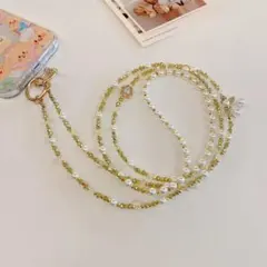 ハンドメイド パールビーズ 携帯ストラップ