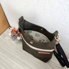 ハンドメイド　帆布バッグ　ショルダーバッグ　ポシェット　花柄バッグ