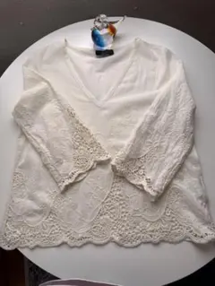 zara 五分袖　レースブラウス