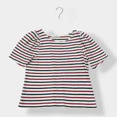 LOWRYS FARM ボーダー パフスリーブ 半袖 Tシャツ トリコロール M