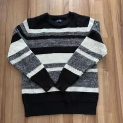 ストライプニットセーター ブラック/ホワイト/グレー