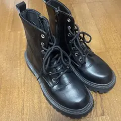 ブラック レースアップ 厚底ブーツのサムネイル