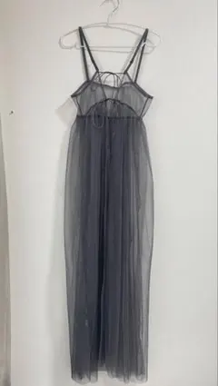 グレー 透け感 キャミワンピース ロング